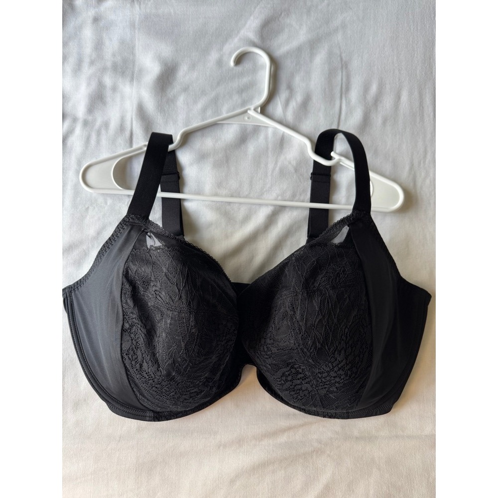 Understance Women Black Lace Full Coverage Bra 44J Supportive Plus Size Lingerie